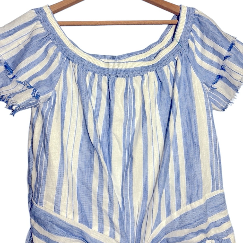 Vineyard Vines Blue and White Striped Off-Shoulder Romper - Picture 8 of 16